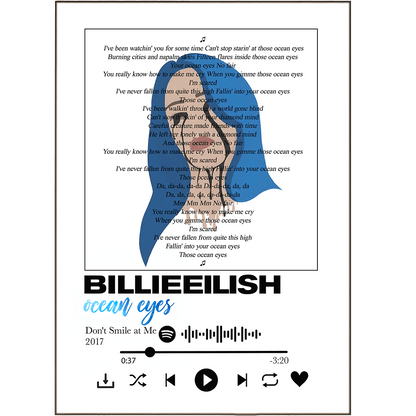 Billie Eilish - Ocean Eyes Prints - 98typessong lyric prints