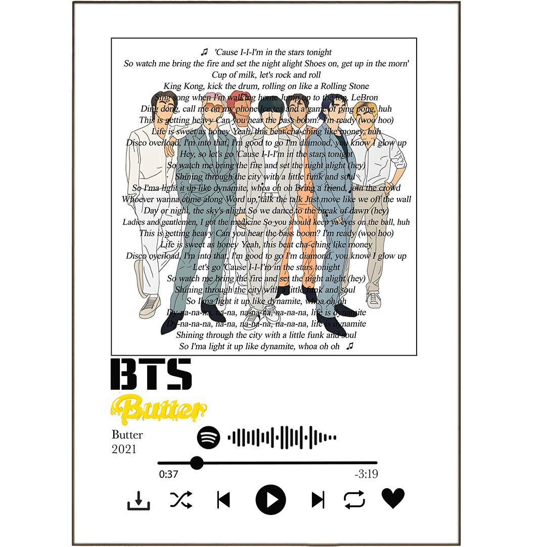 BTS - Butter Prints - 98typessong lyric prints