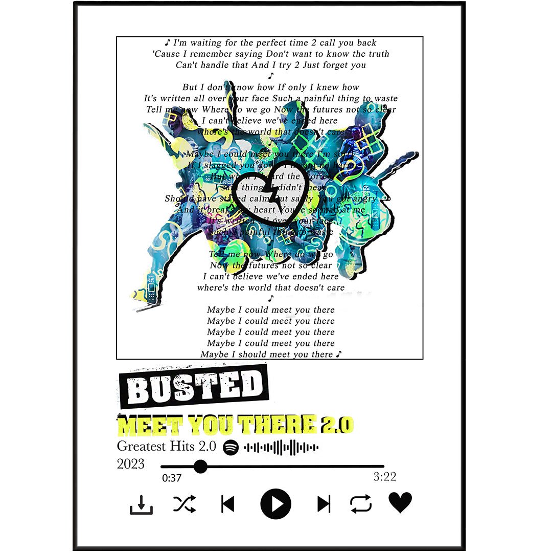 Busted - meet you there lyrics Prints - 98typessong lyric prints