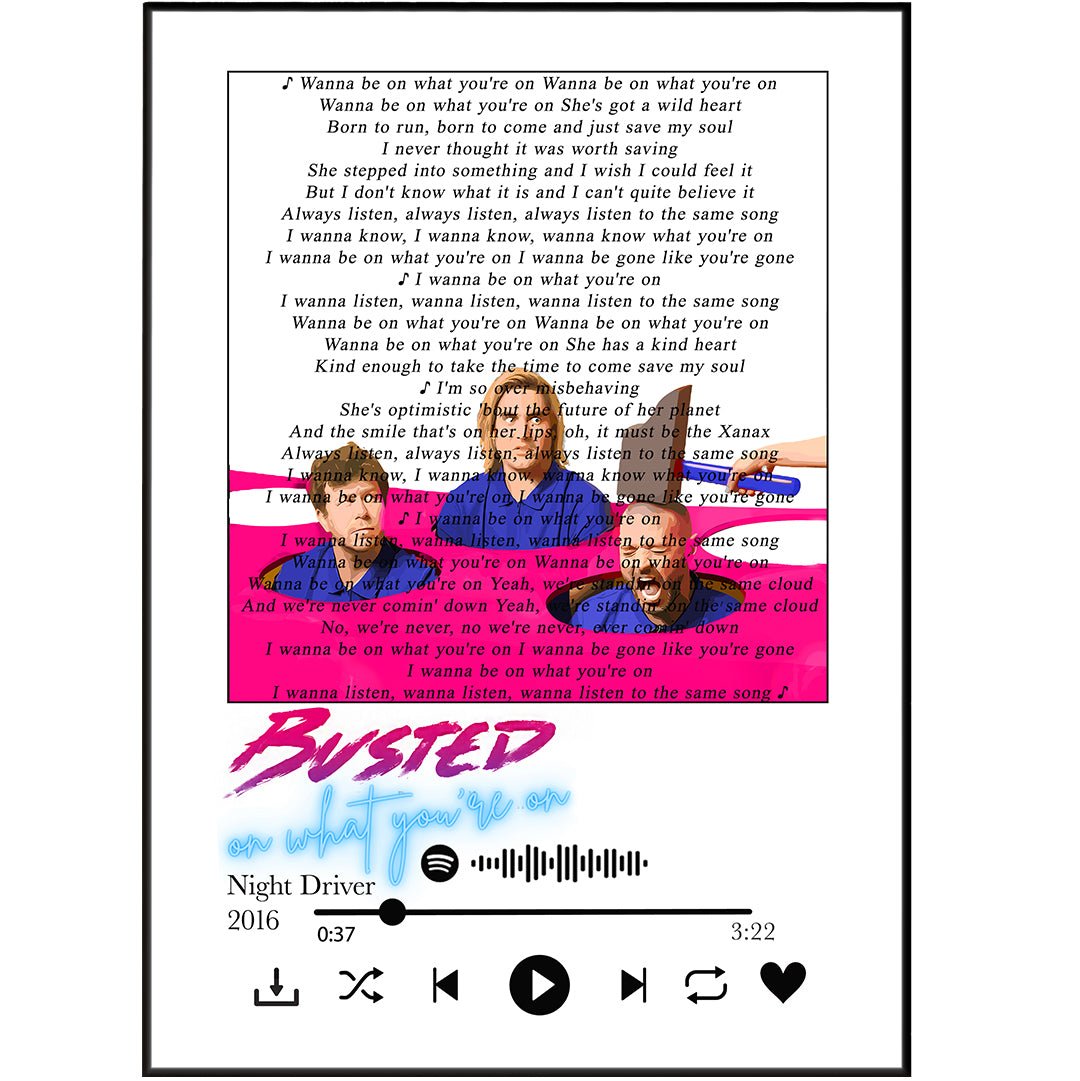 Busted - On what you're on lyrics Prints - 98typessong lyric prints