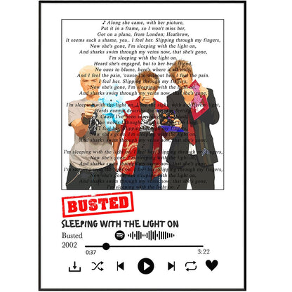 Busted - Sleeping with the light on lyrics Prints - 98typessong lyric prints