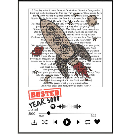 Busted - Year 3000 lyrics Prints - 98typessong lyric prints