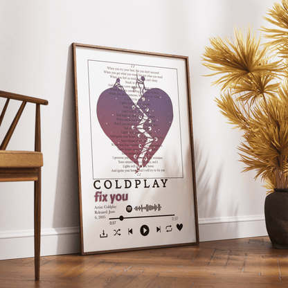 Coldplay - Fix you Lyrics Prints - 98typessong lyric prints