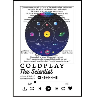 Coldplay - The Scientist Lyrics Prints - 98typessong lyric prints