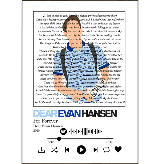 Dear Evan Hansen - For Forever Prints - 98typessong lyric prints