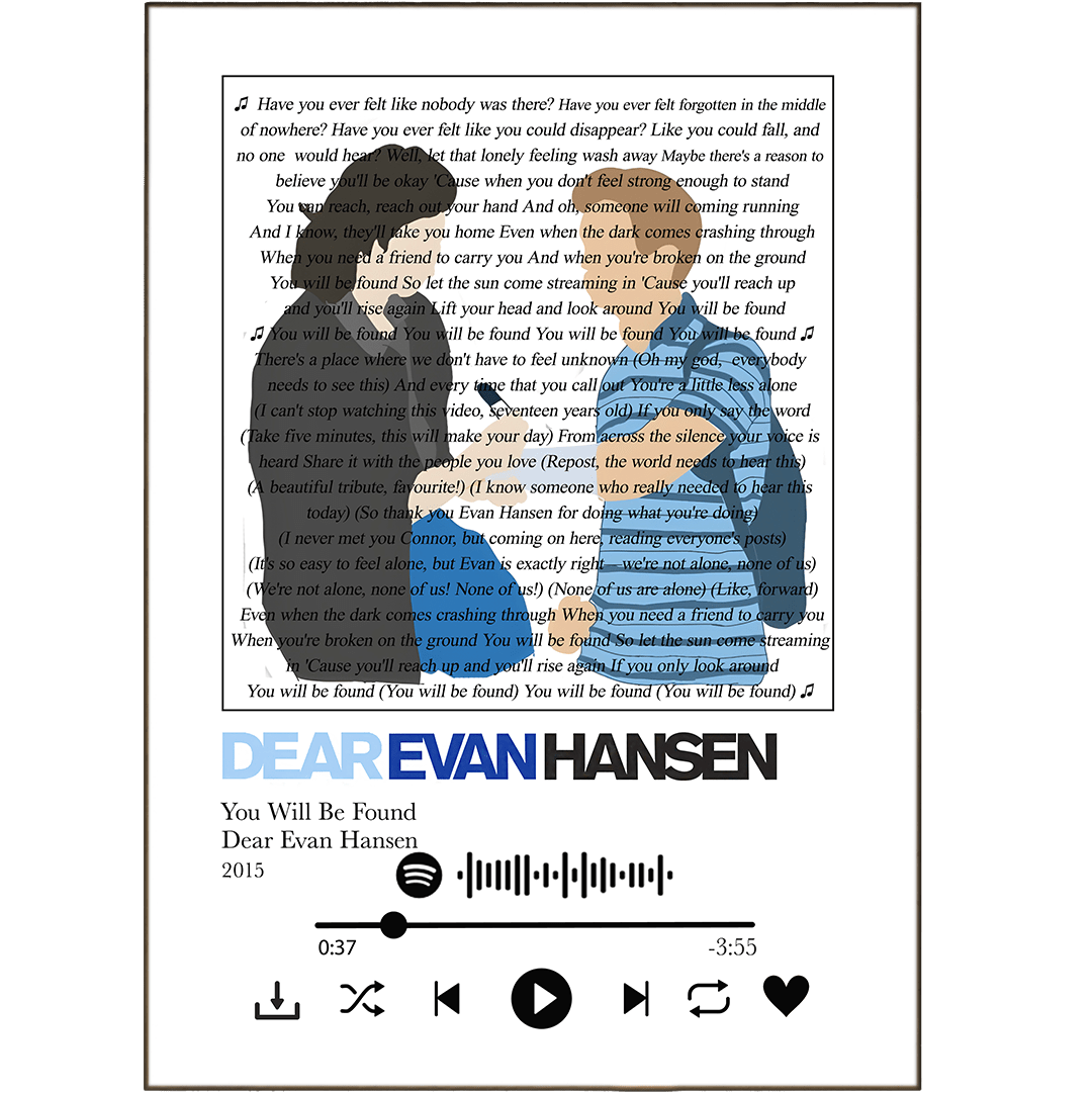 Dear Evan Hansen - You Will Be Found Prints - 98typessong lyric prints