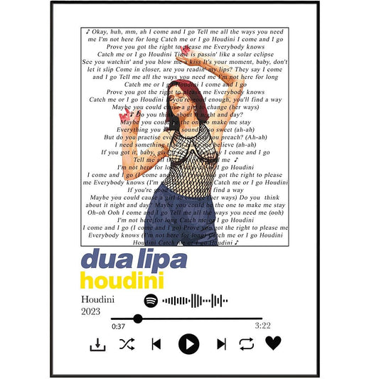 Dua Lipa - Houdini Lyrics Prints - 98typessong lyric prints