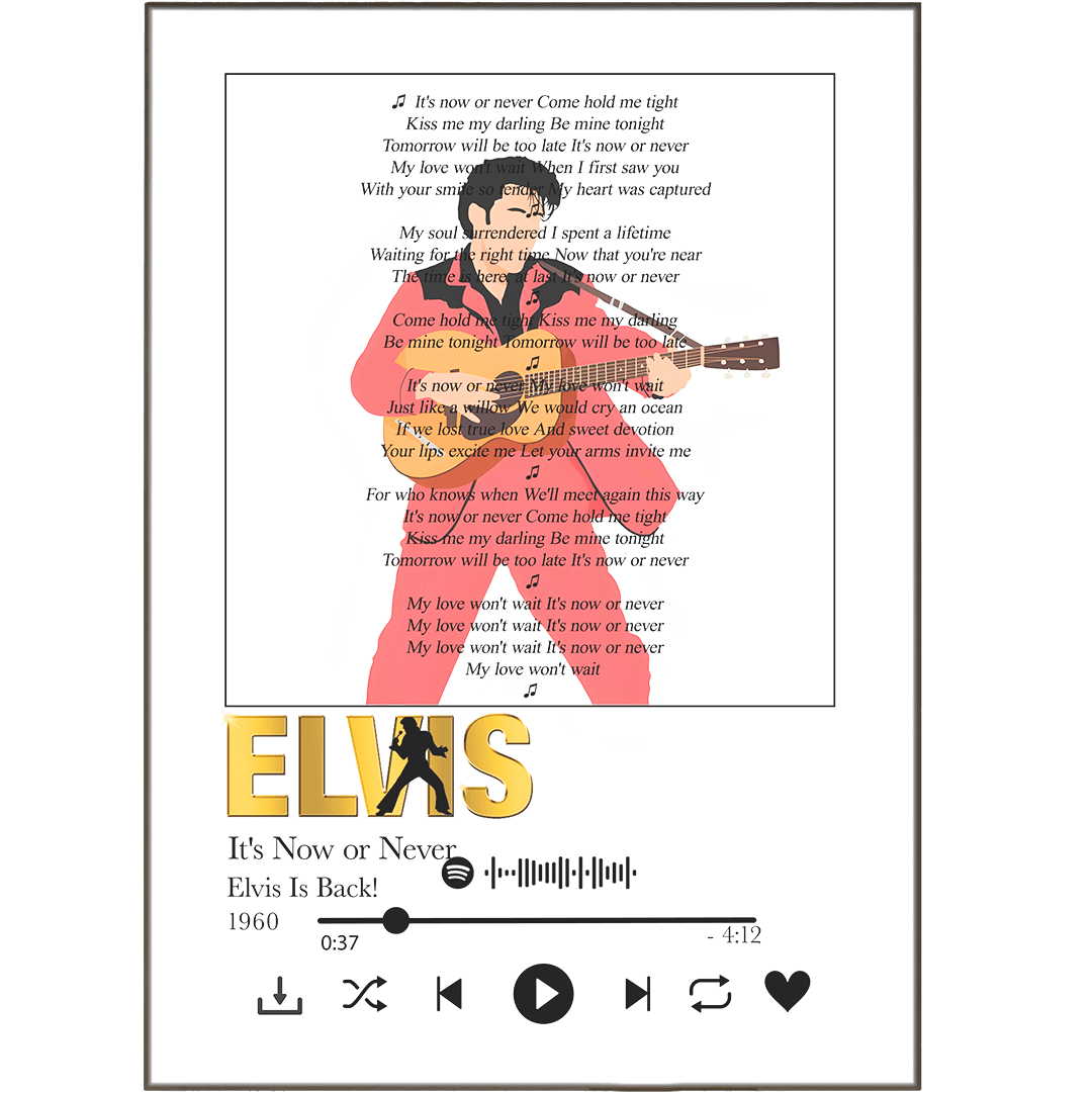 Elvis - It's Now or Never Lyric Prints - 98typessong lyric prints