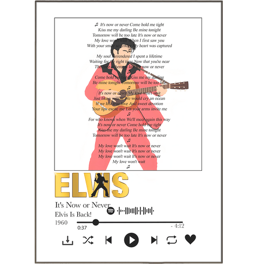Elvis - It's Now or Never Lyric Prints - 98typessong lyric prints