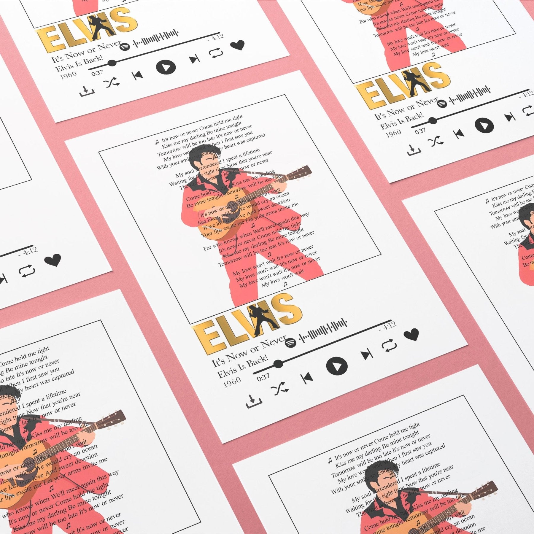 Elvis - It's Now or Never Lyric Prints - 98typessong lyric prints