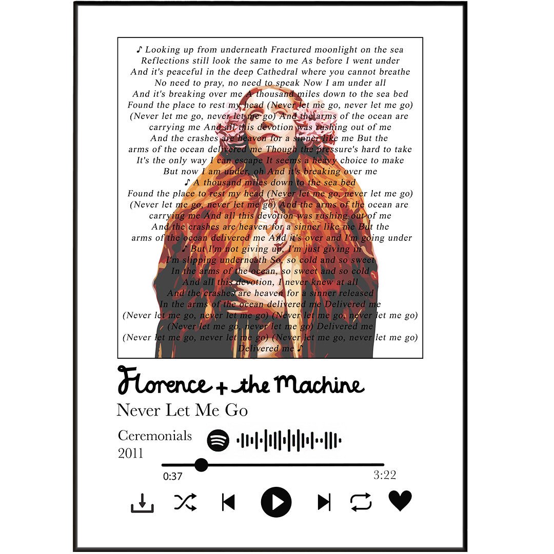 Florence and the Machine - Never let me go Lyrics Prints - 98typessong lyric prints