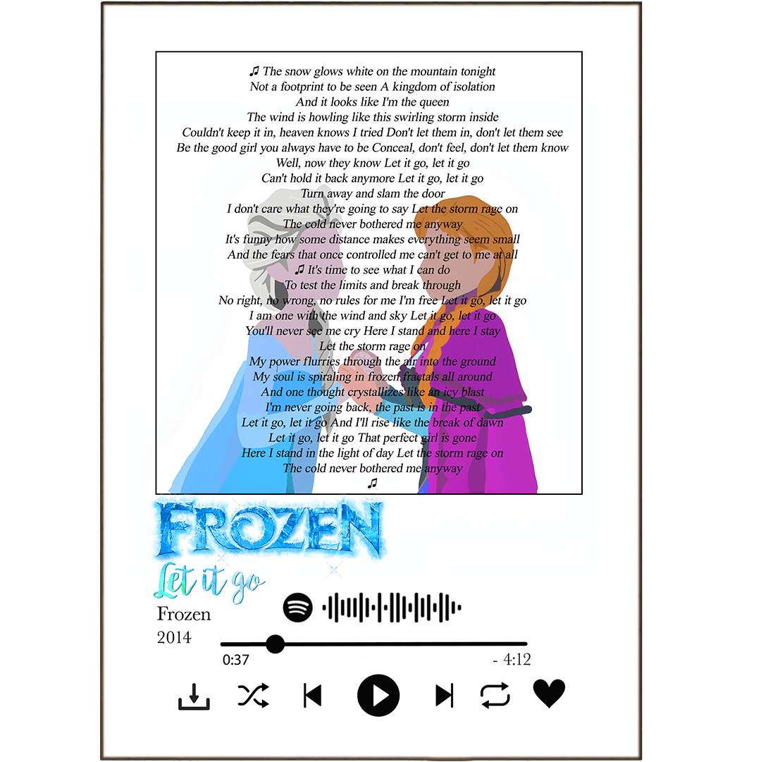 Frozen - Let it go Prints - 98typessong lyric prints