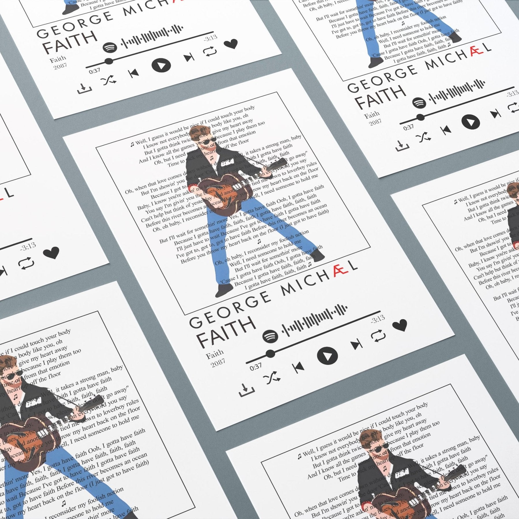 George Michael - Faith Prints - 98typessong lyric prints