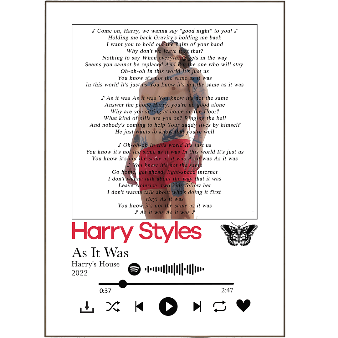 Harry Styles - As It Was Prints - 98typessong lyric prints