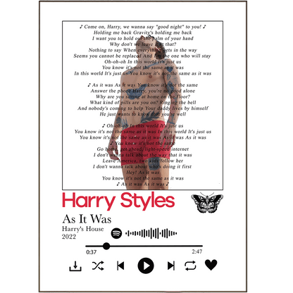 Harry Styles - As It Was Prints - 98typessong lyric prints