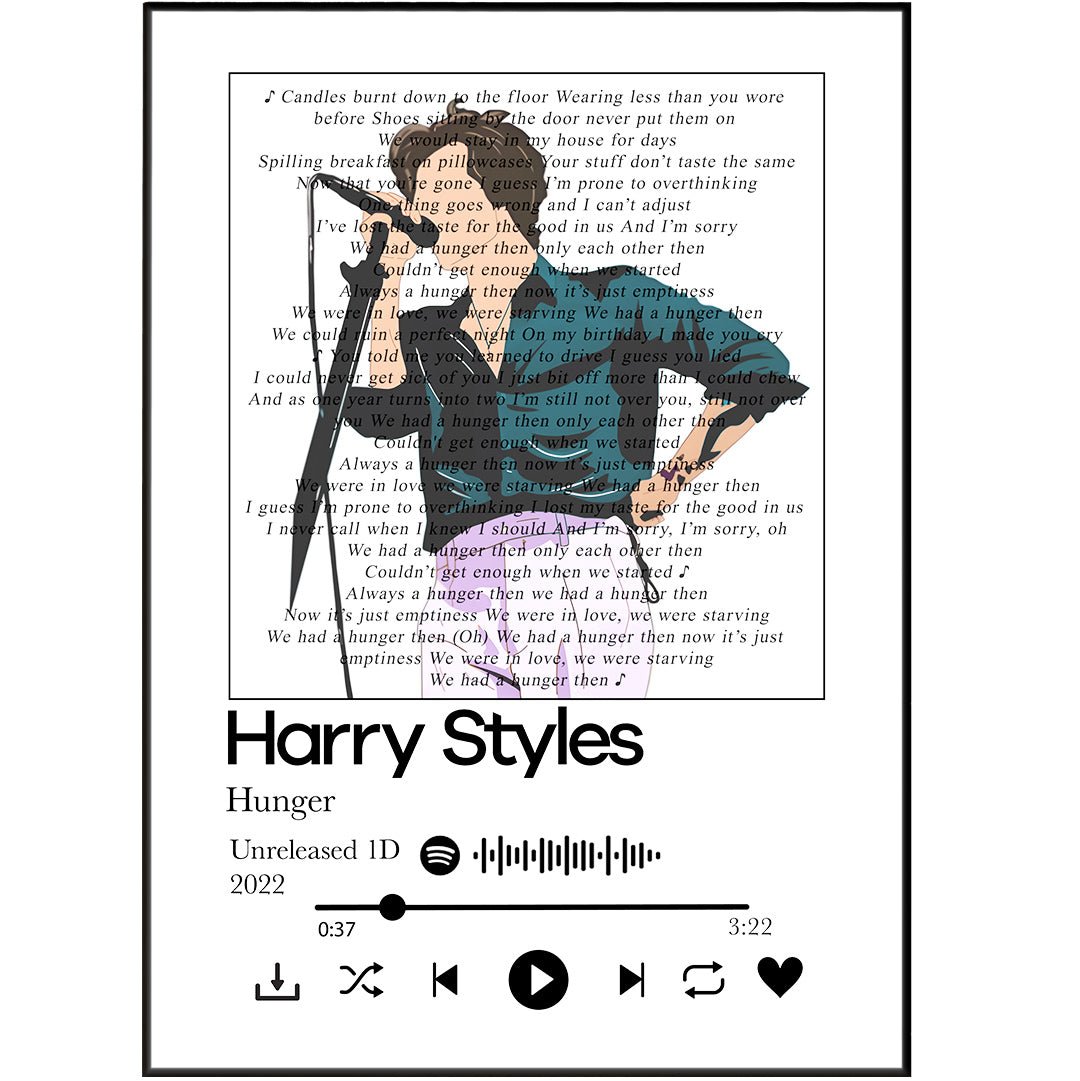 Harry Styles Hunger Lyrics Prints - 98typessong lyric prints