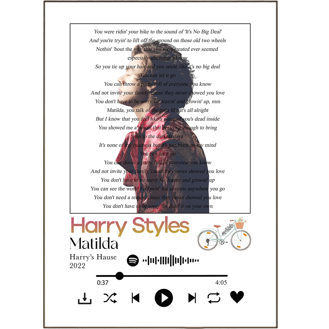 Harry Styles - Matilda Prints - 98typessong lyric prints