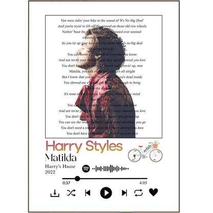 Harry Styles - Matilda Prints - 98typessong lyric prints