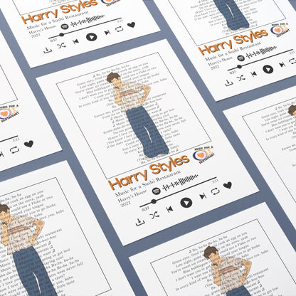 Harry Styles - Music for a sushi Restaurant Lyrics Prints - 98typessong lyric prints