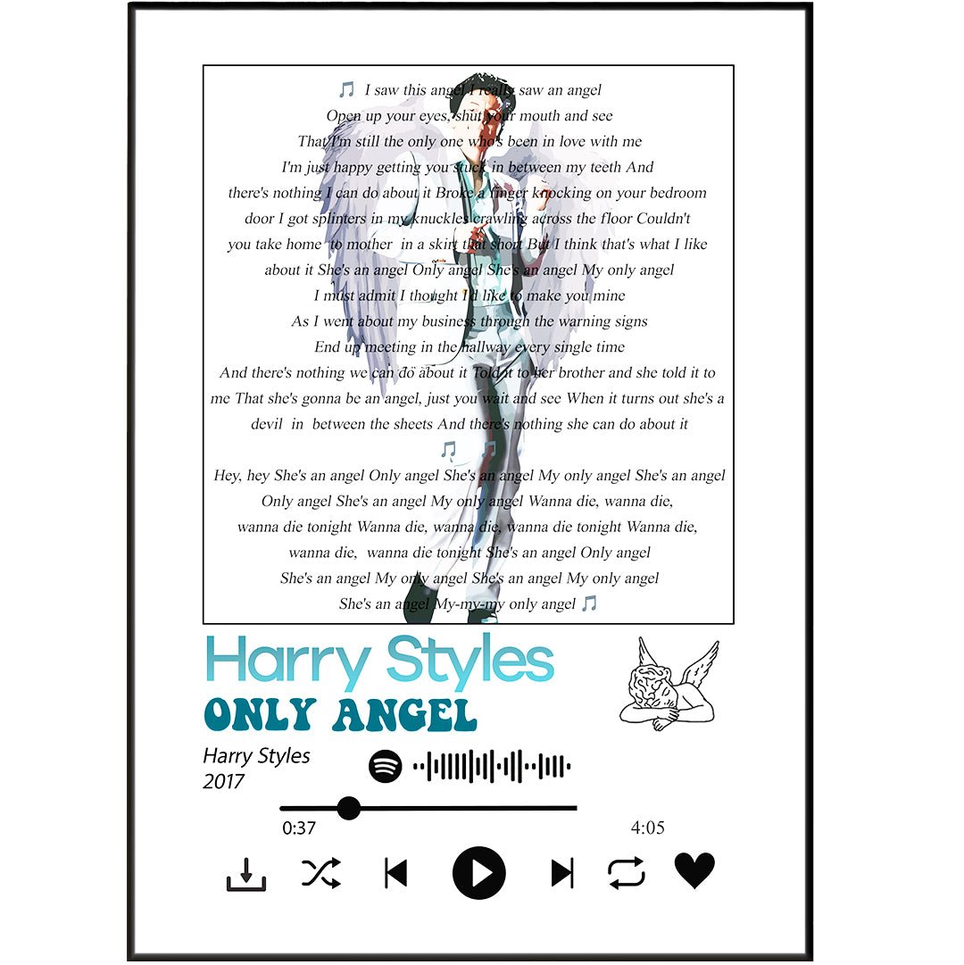 Harry Styles - Only Angel Lyrics Prints - 98typessong lyric prints