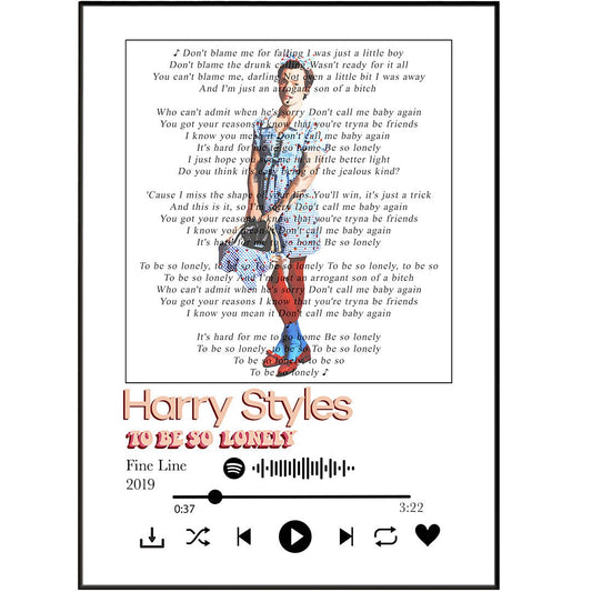 Harry Styles - To be so Lonely Lyrics Prints - 98typessong lyric prints