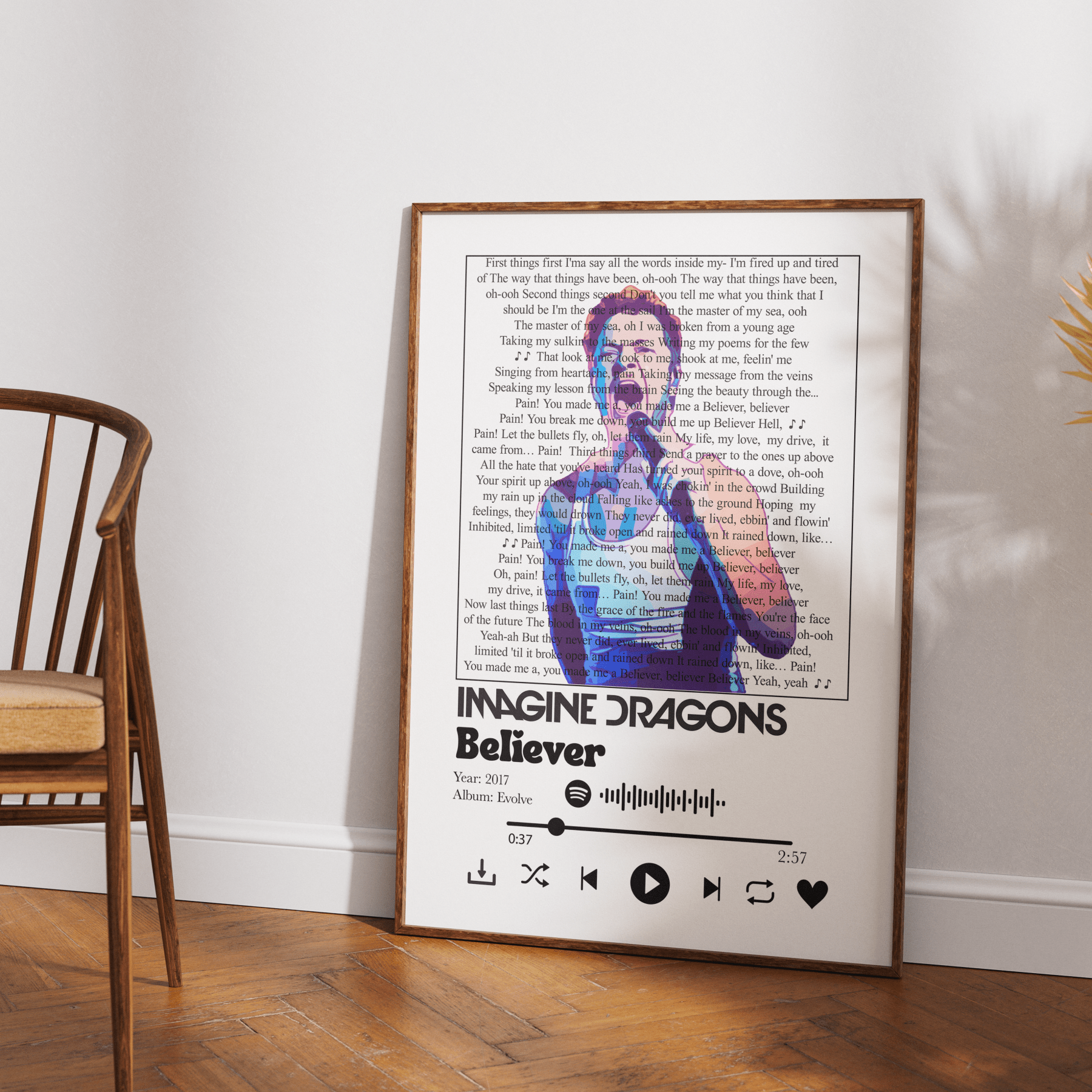Imagine Dragons - Believer lyrics Prints - 98typessong lyric prints