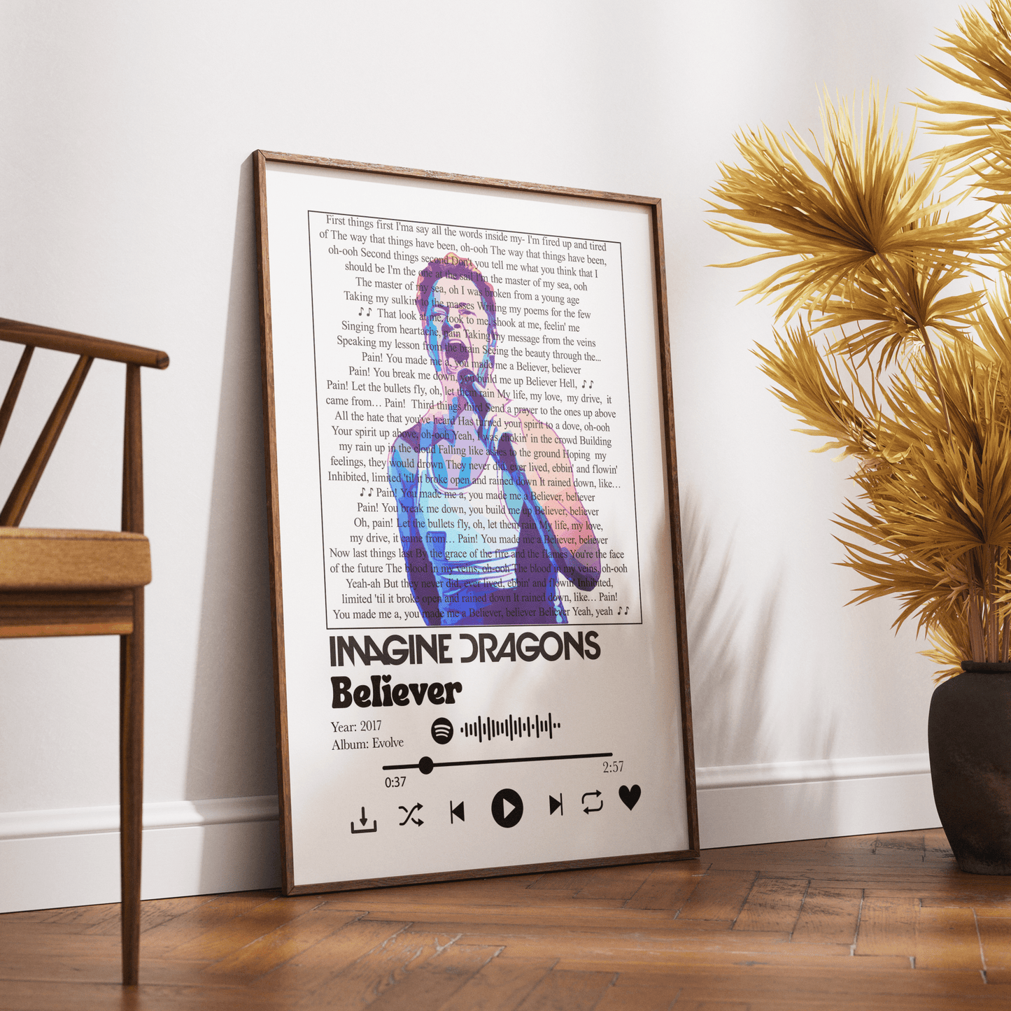 Imagine Dragons - Believer lyrics Prints - 98typessong lyric prints