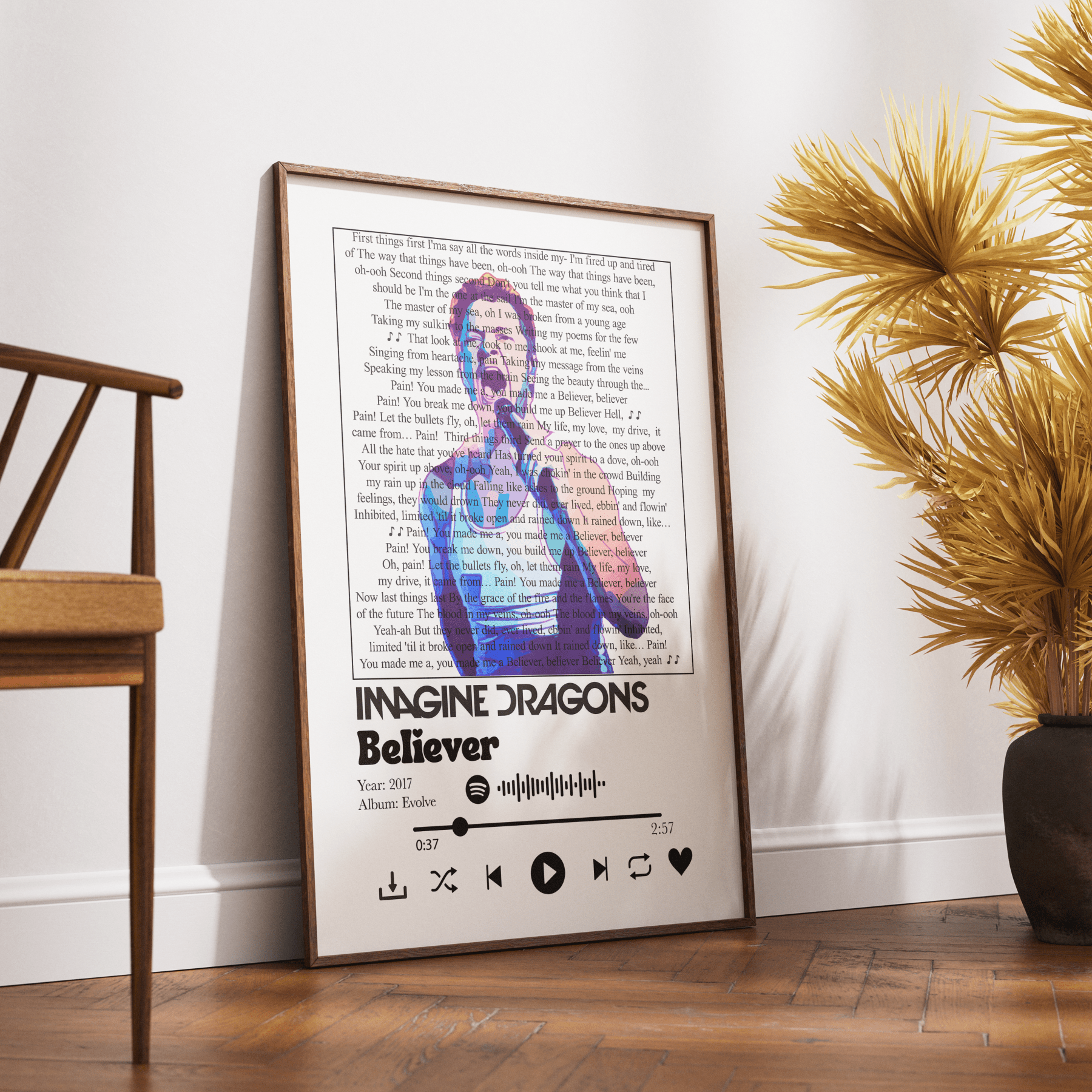 Imagine Dragons - Believer lyrics Prints - 98typessong lyric prints