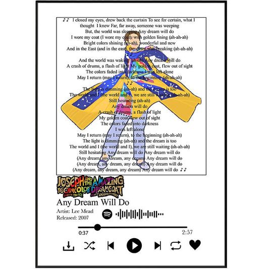 Joseph and the Amazing Technicolor Dreamcoat Musical Prints - 98typessong lyric prints