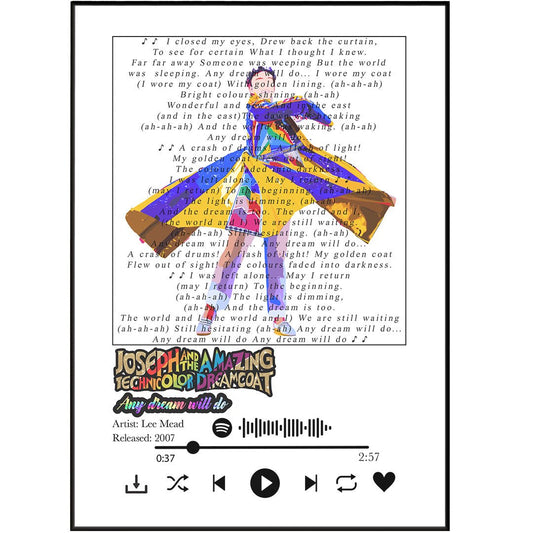 Joseph and the Amazing Technicolor Dreamcoat Musical Prints - 98typessong lyric prints