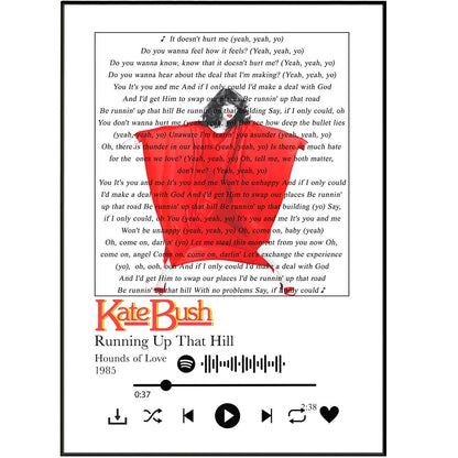 Kate bush - Running up that Hill Lyrics Prints - 98typessong lyric prints