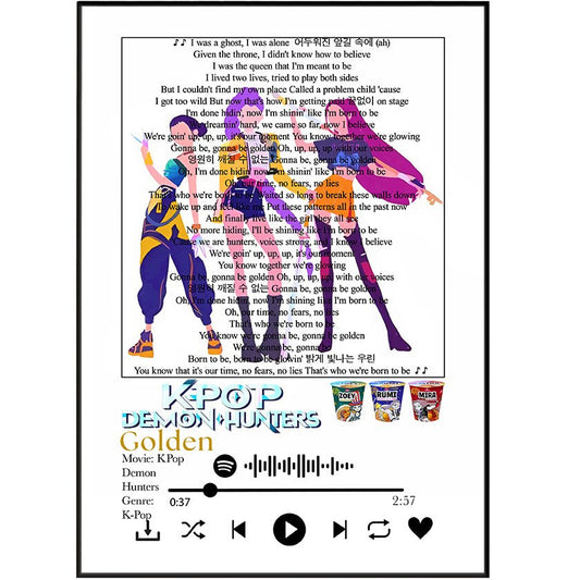 Kpop Demon Hunters - Golden Lyrics Prints - 98typessong lyric prints