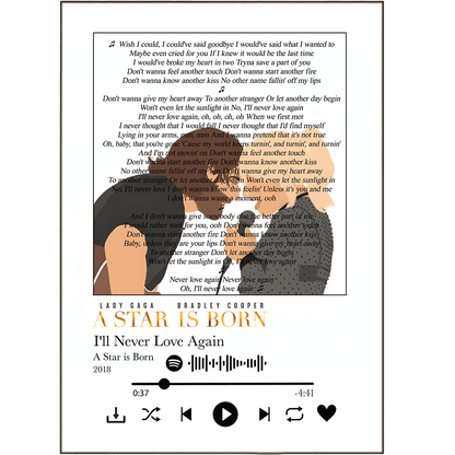 Lady Gaga - I’ll Never Love Again - A Star Is Born Prints - 98typessong lyric prints