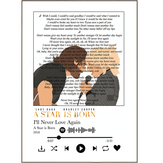 Lady Gaga - I’ll Never Love Again - A Star Is Born Prints - 98typessong lyric prints