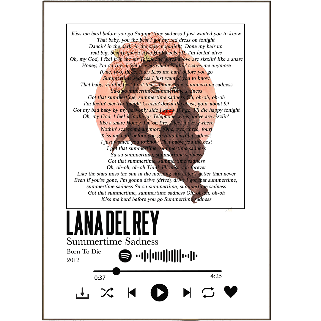 Lana del Rey - Summertime Sadness Prints - 98typessong lyric prints