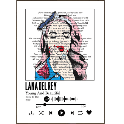 Lana del Rey - Young And Beautiful Prints - 98typessong lyric prints