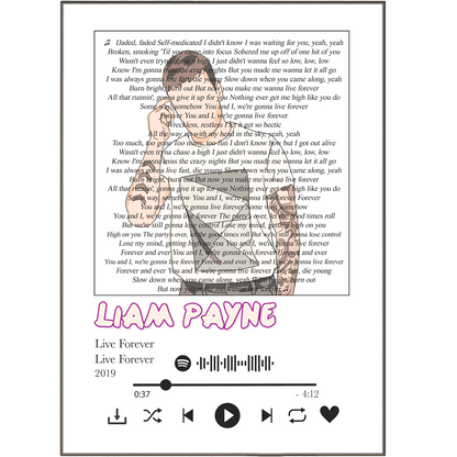 Liam Payne - Live Forever Lyrics Prints - 98typessong lyric prints