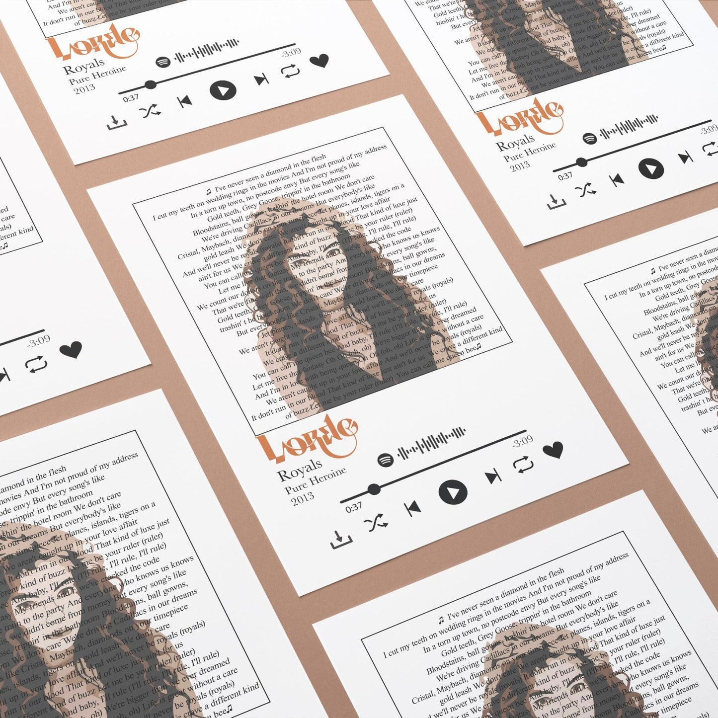 Lorde - Royals lyrics Prints - 98typessong lyric prints