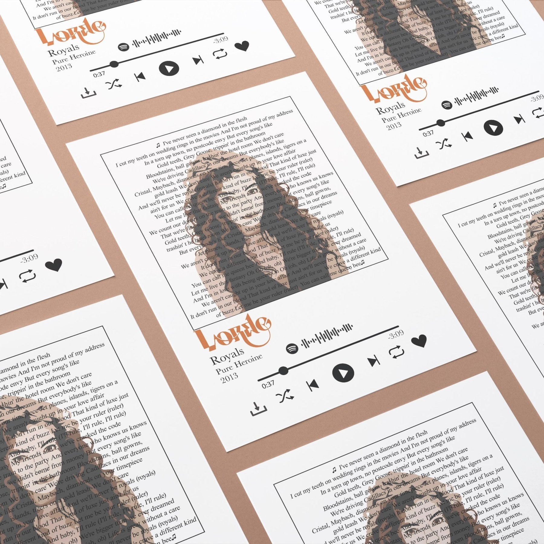 Lorde - Royals lyrics Prints - 98typessong lyric prints