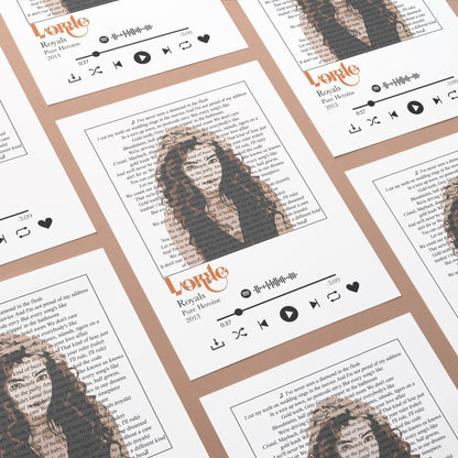 Lorde - Royals lyrics Prints - 98typessong lyric prints