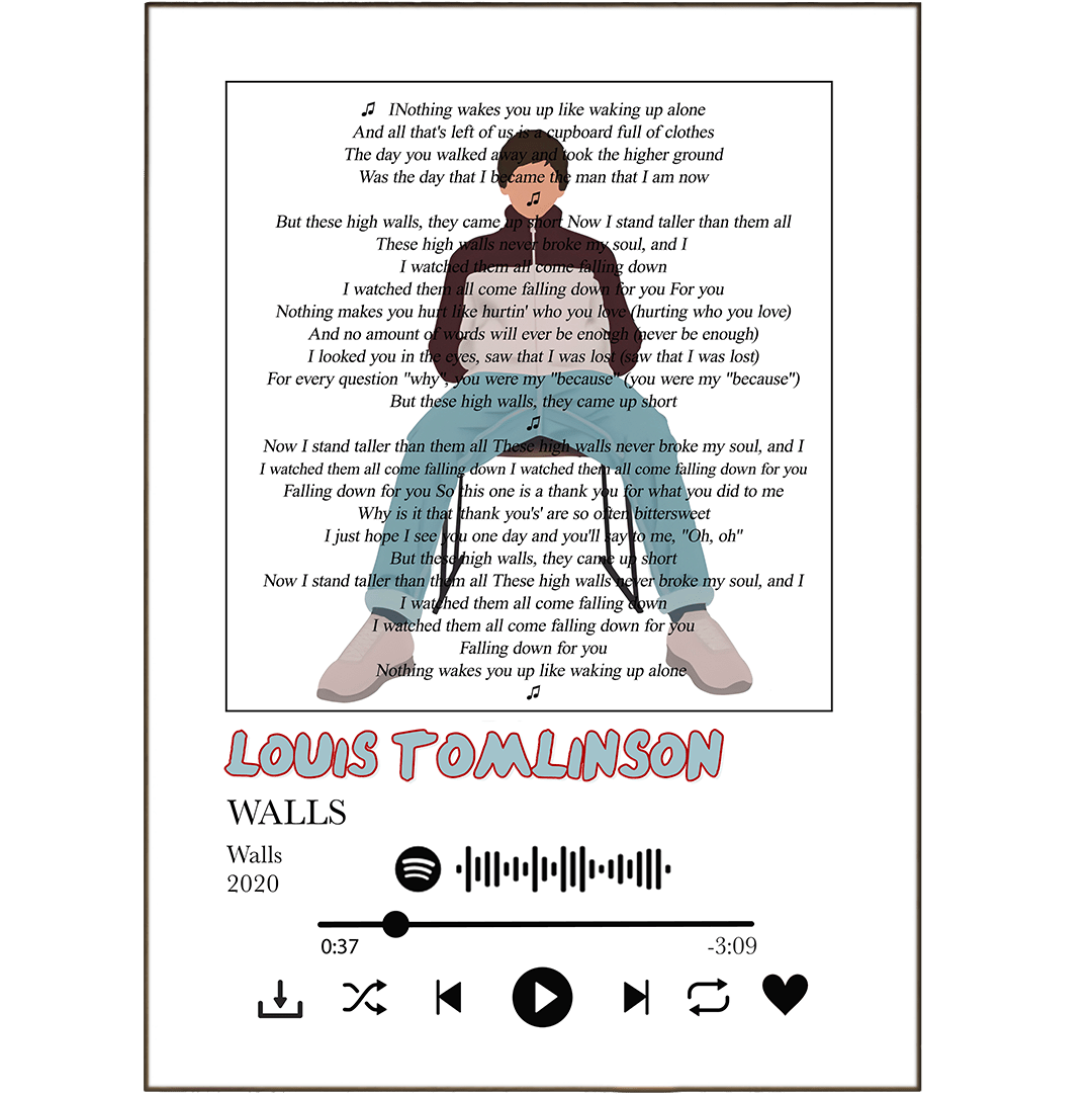 Louis Tomlinson - Walls Prints - 98typessong lyric prints