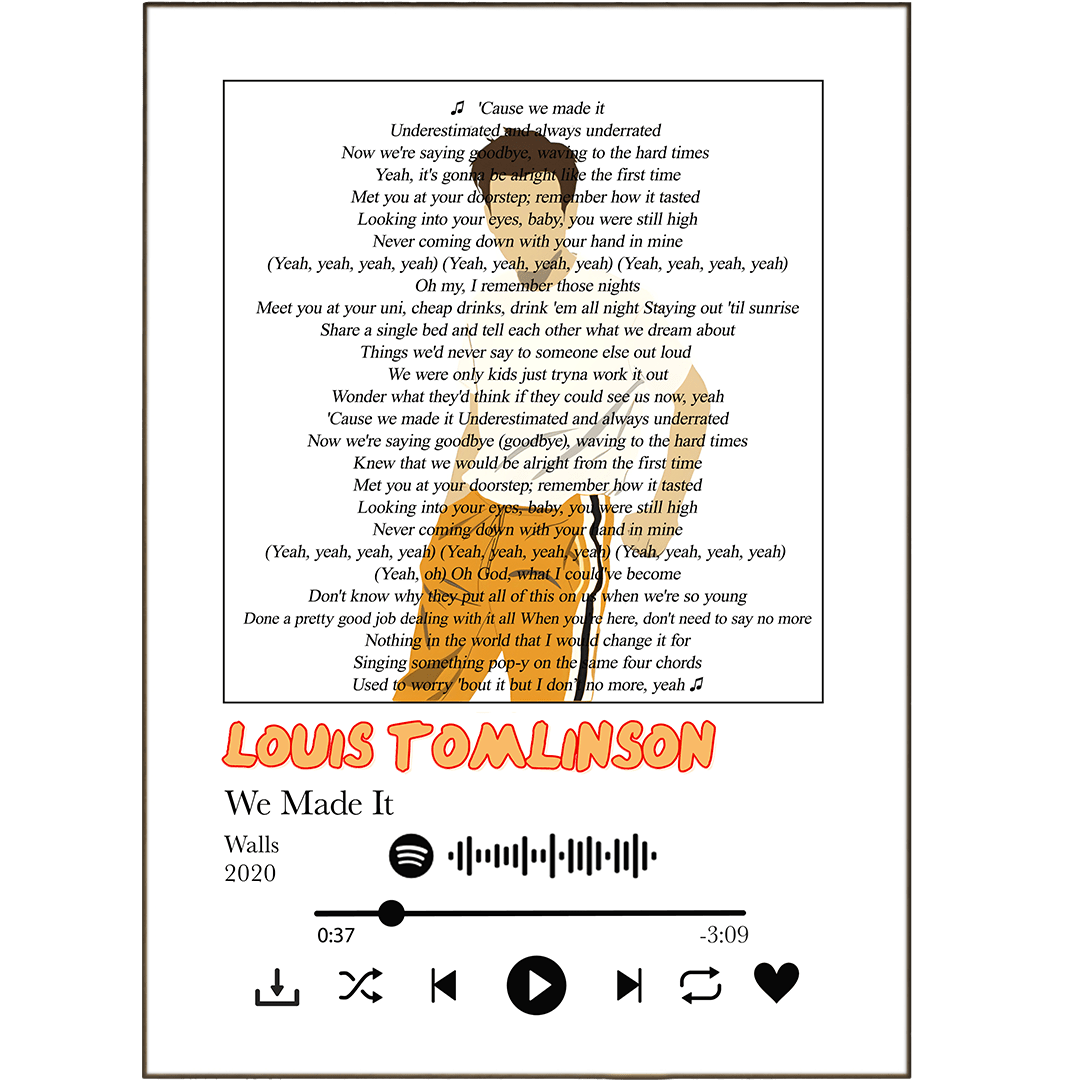 Louis Tomlinson - We Made It Prints - 98typessong lyric prints