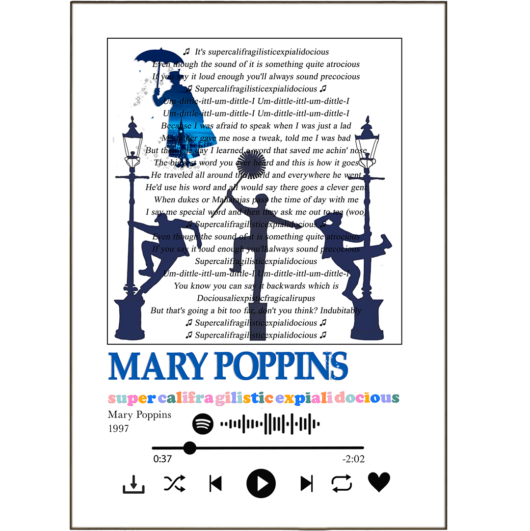 Mary Poppins - Supercalifragilisticexpialidocious Prints - 98typessong lyric prints