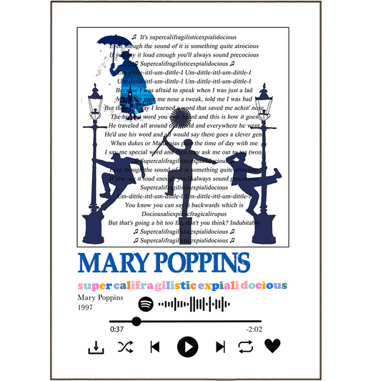 Mary Poppins - Supercalifragilisticexpialidocious Prints - 98typessong lyric prints