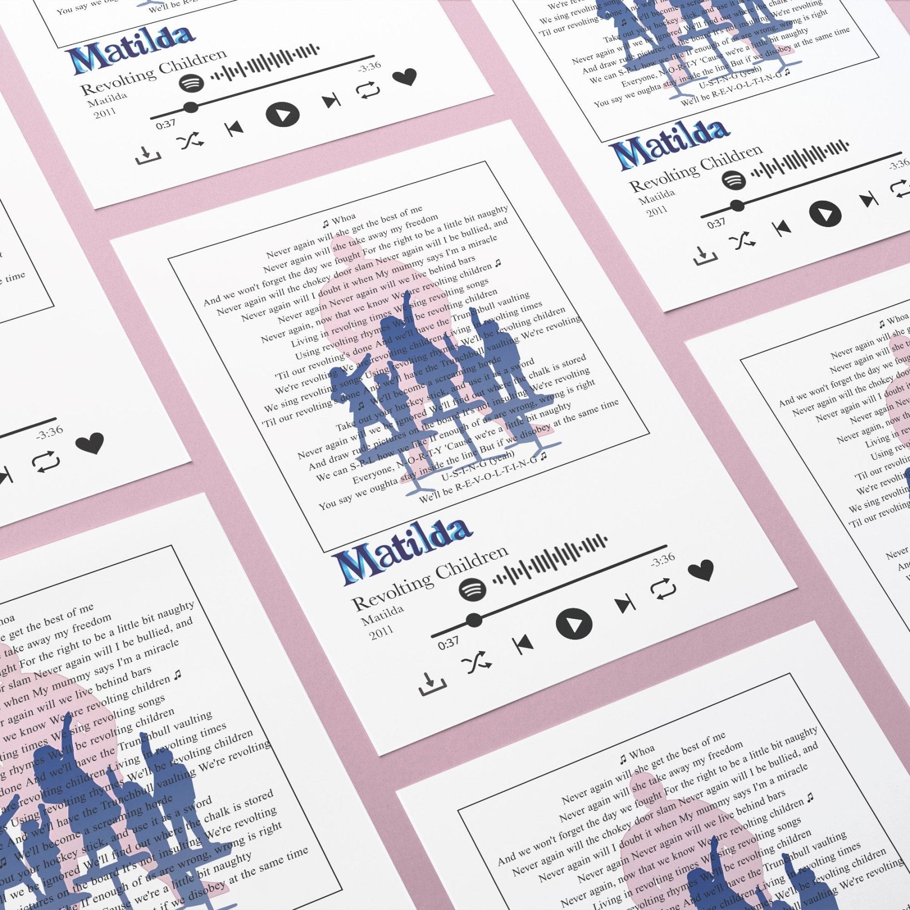 Matilda - Revolting children Prints - 98typessong lyric prints