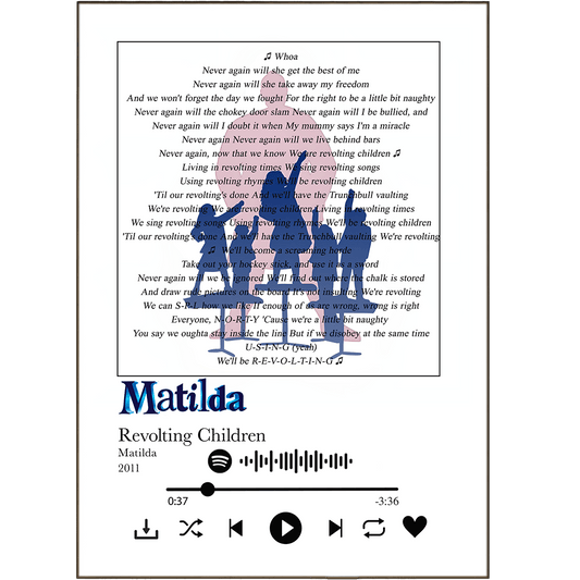 Matilda - Revolting children Prints - 98typessong lyric prints