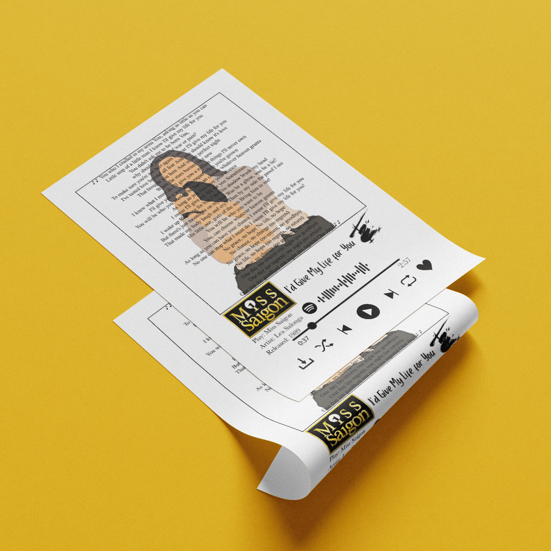Miss Saigon - I'd Give My Life for You lyrics Prints - 98typessong lyric prints