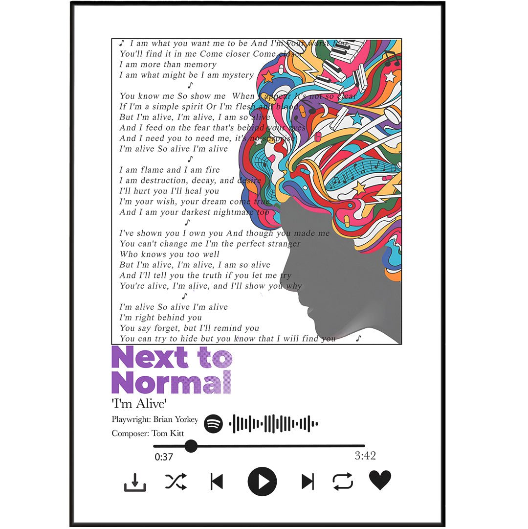 Next to Normal - I'm Alive Prints - 98typessong lyric prints
