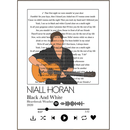 Niall Horan - Black And White Prints - 98typessong lyric prints