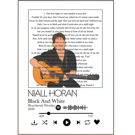 Niall Horan - Black And White Prints - 98typessong lyric prints